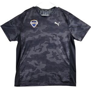 Puma FC Arizona Training Jersey Mens XL Grey Black Digital Camo Soccer Shirt